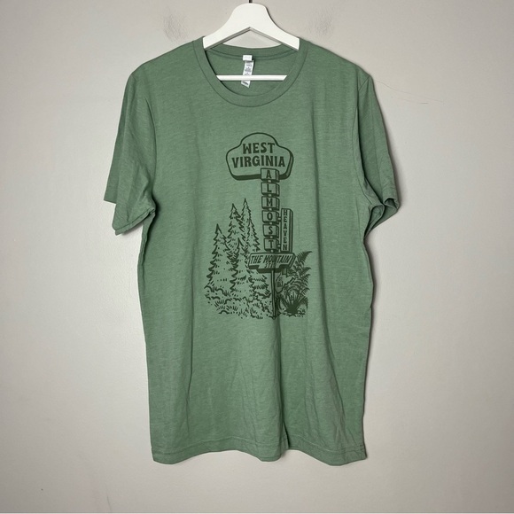 Unbranded West Virginia The Mountain State Green Tee Large - Picture 1 of 5